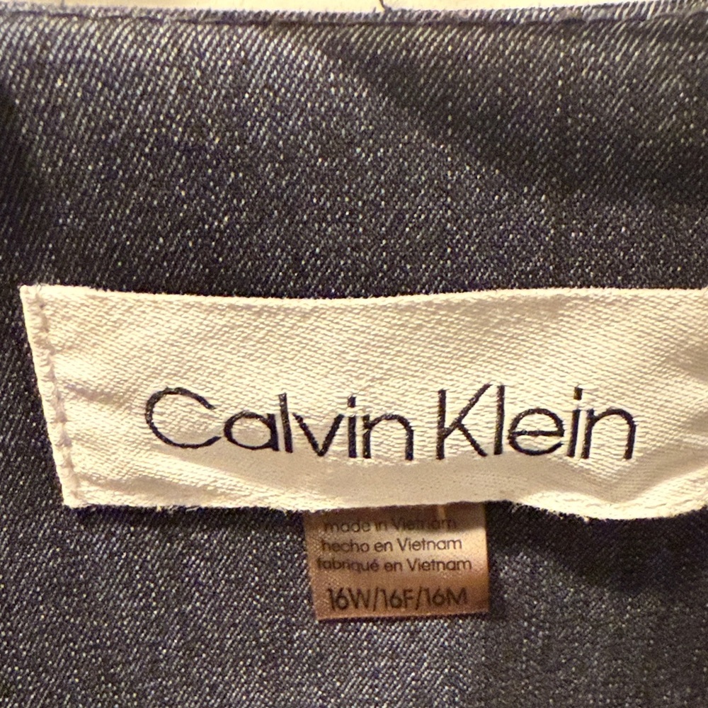 Calvin Klein Denim-Look Suit Set (Mixed Sizes: 16W Jacket / 18W Pants) - Picture 2 of 8